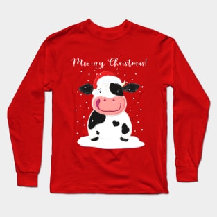 A Happy Holstein Cow Wishes You A Merry Christmas Long Sleeve T-Shirt